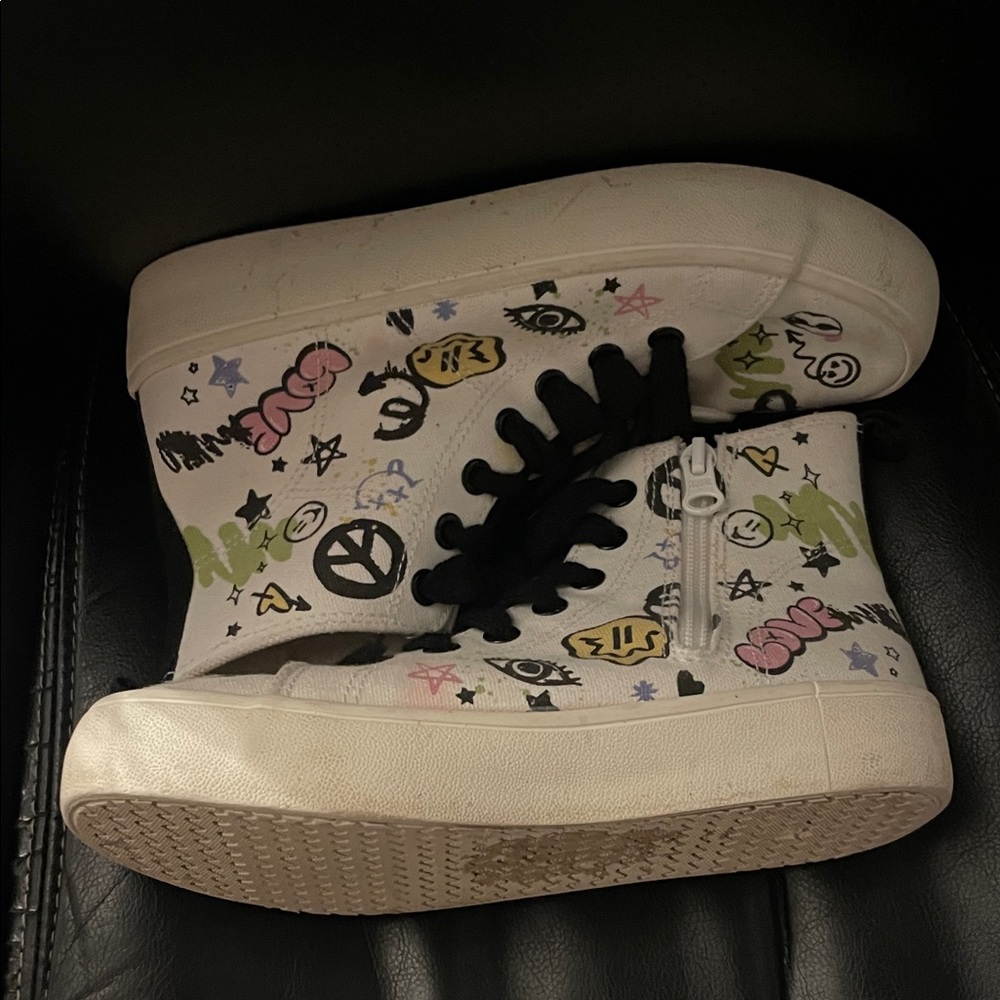 Art Class White High-Top Kids Sneakers with Colorful Graphics